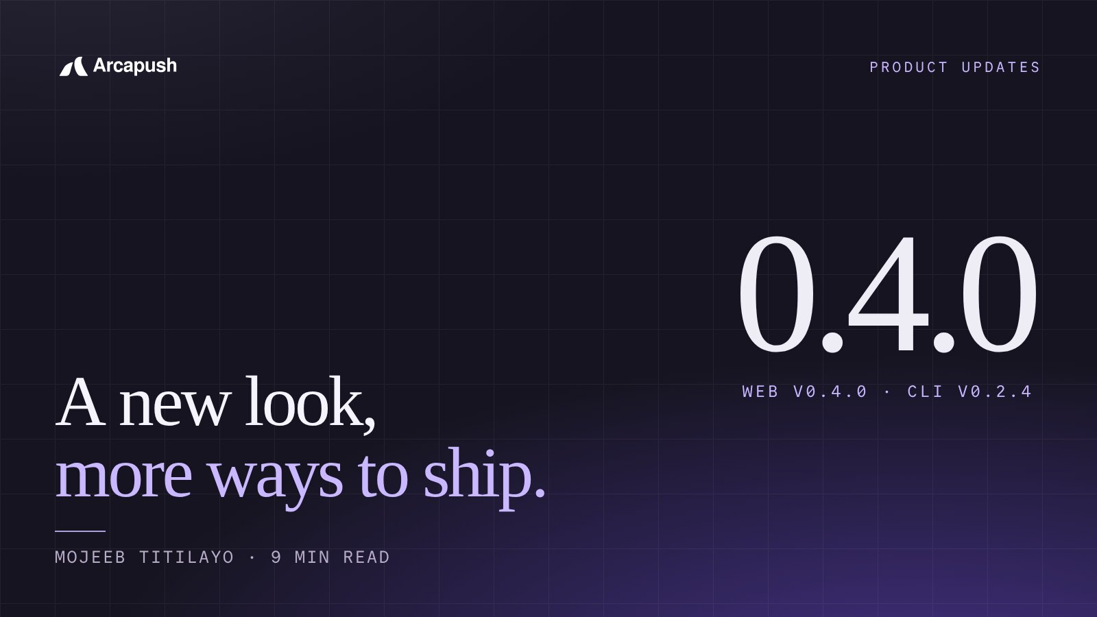 Cover artwork for “Introducing Arcapush 0.4.0: A New Look, Better Discovery, and More Ways to Ship”